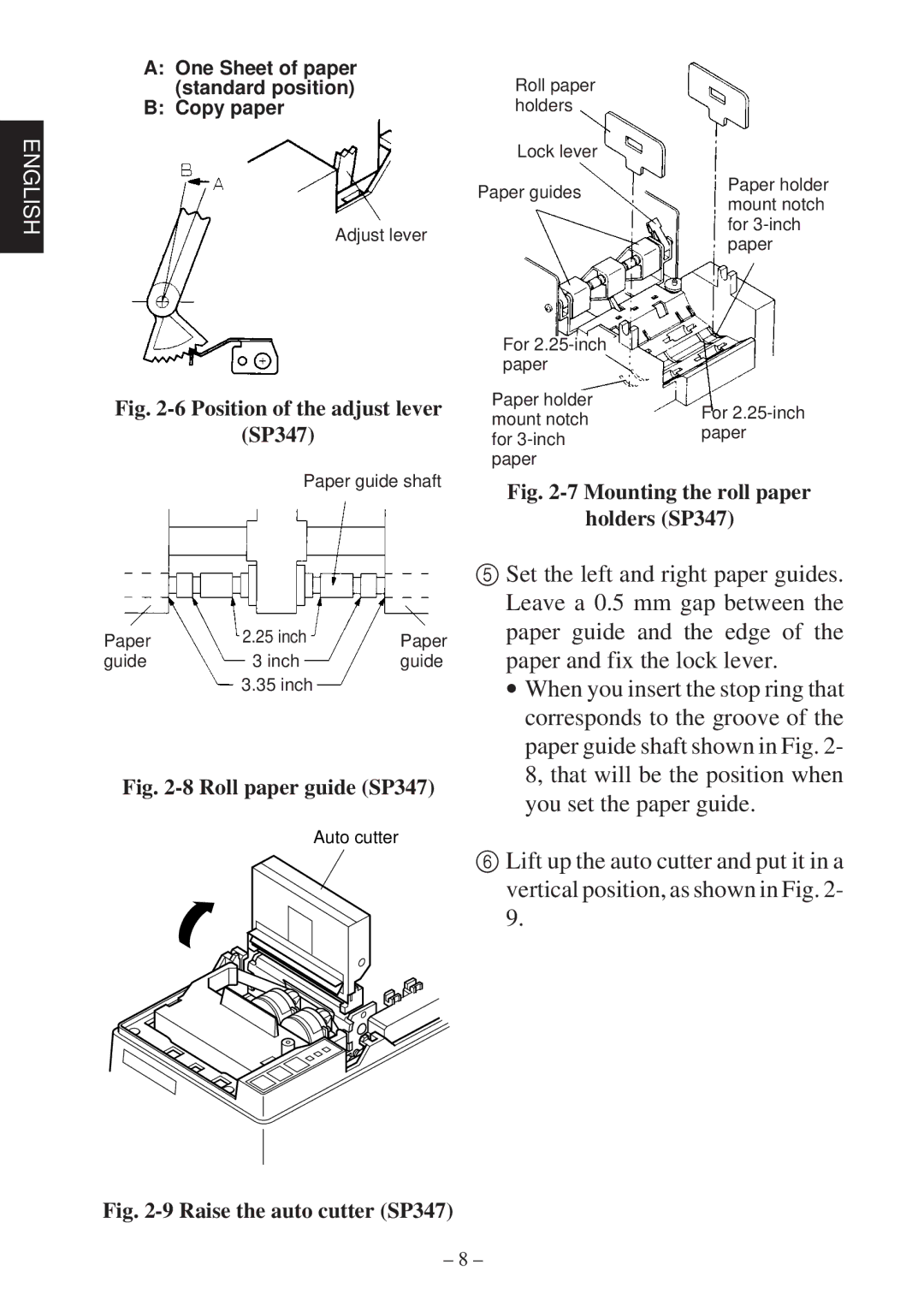 Star Micronics 347F user manual Position of the adjust lever SP347 