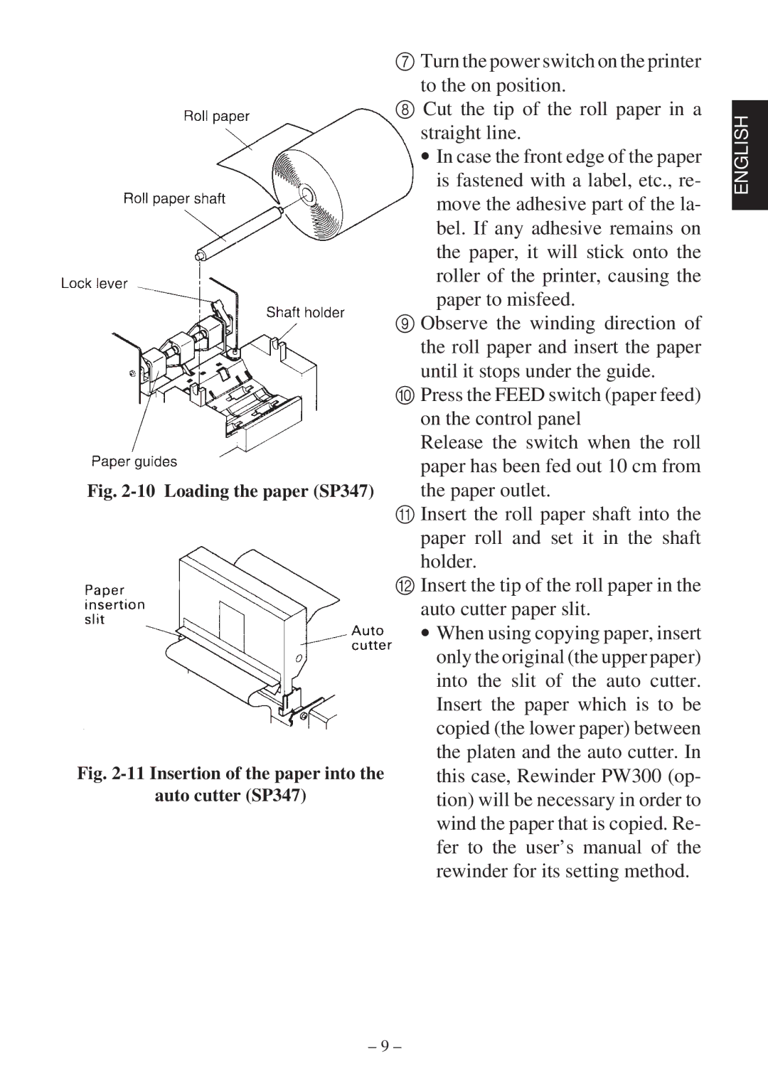 Star Micronics 347F user manual Loading the paper SP347 