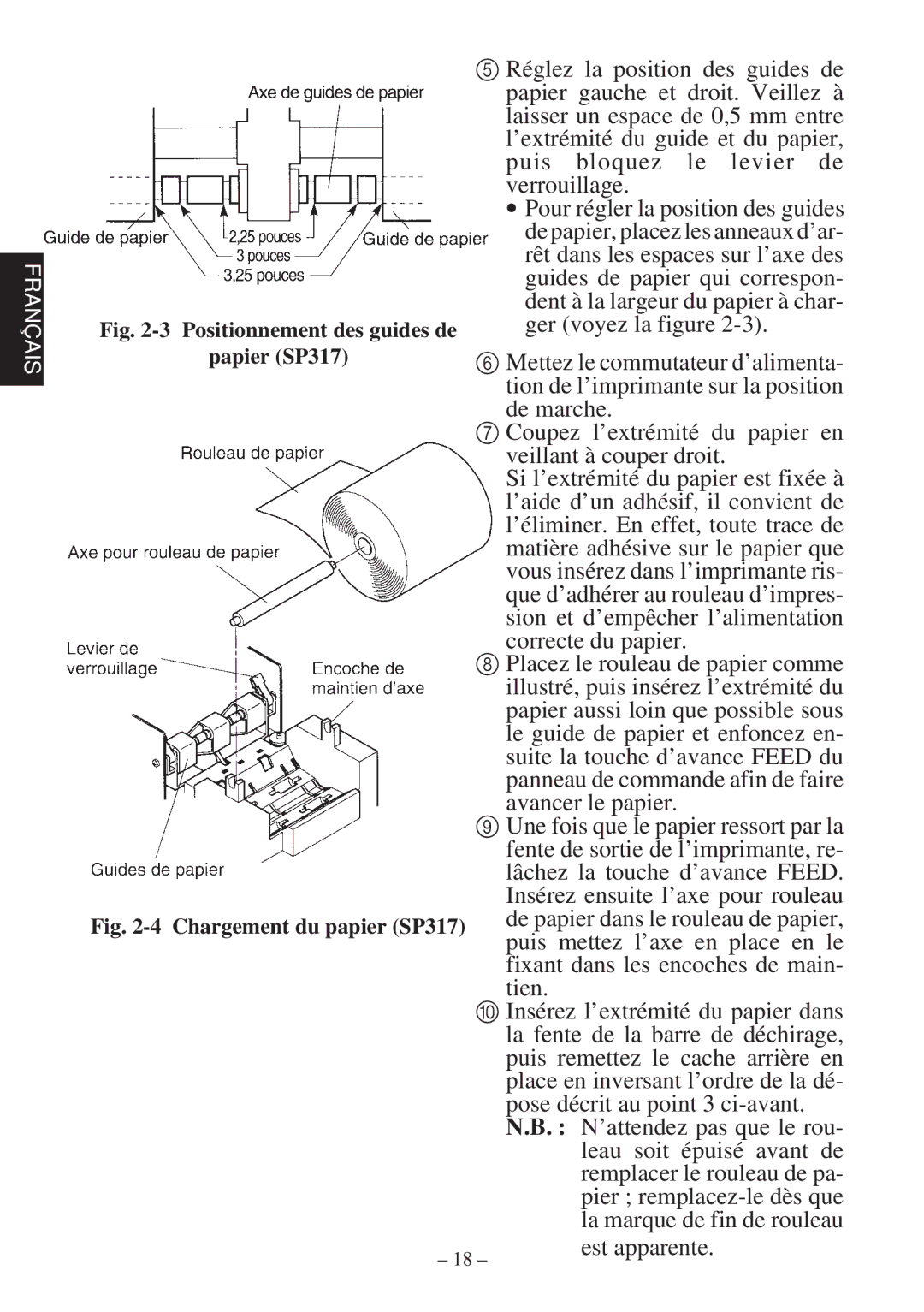 Star Micronics 347F user manual Avancer le papier, Positionnement des guides de Papier SP317 