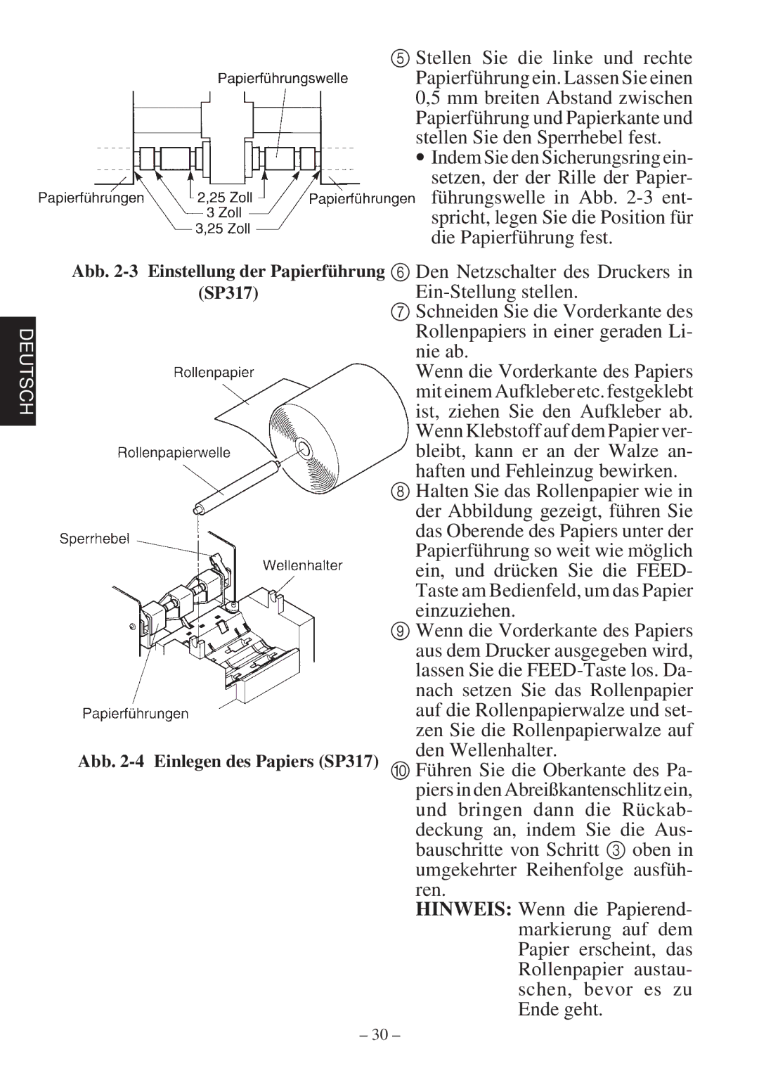 Star Micronics 347F user manual Einzuziehen 