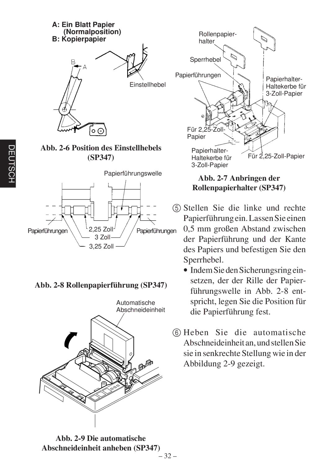 Star Micronics 347F Stellen Sie Die linke und rechte, Mm großen Abstand zwischen, Der Papierführung und der Kante 