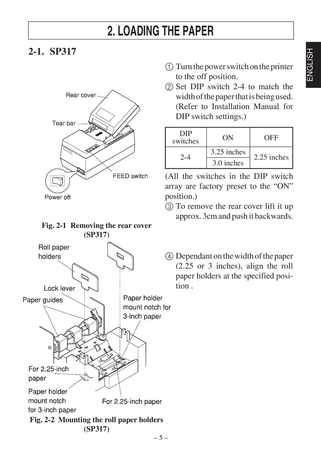 Star Micronics 347F user manual Loading the Paper, Removing the rear cover SP317 