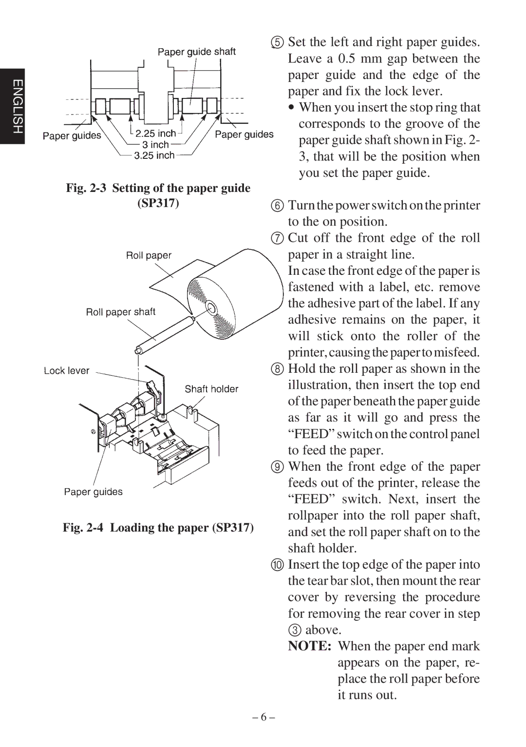 Star Micronics 347F user manual Setting of the paper guide SP317 