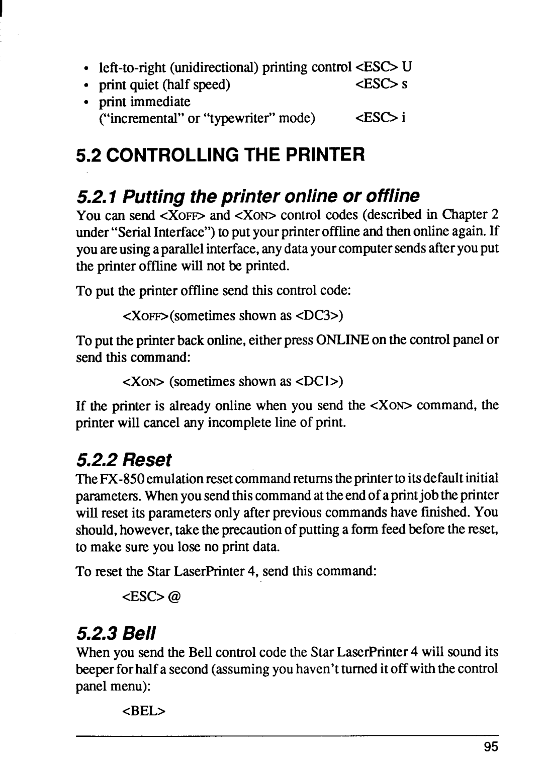 Star Micronics 4 manual Puttingtheprinter onlineor offline, Bell 