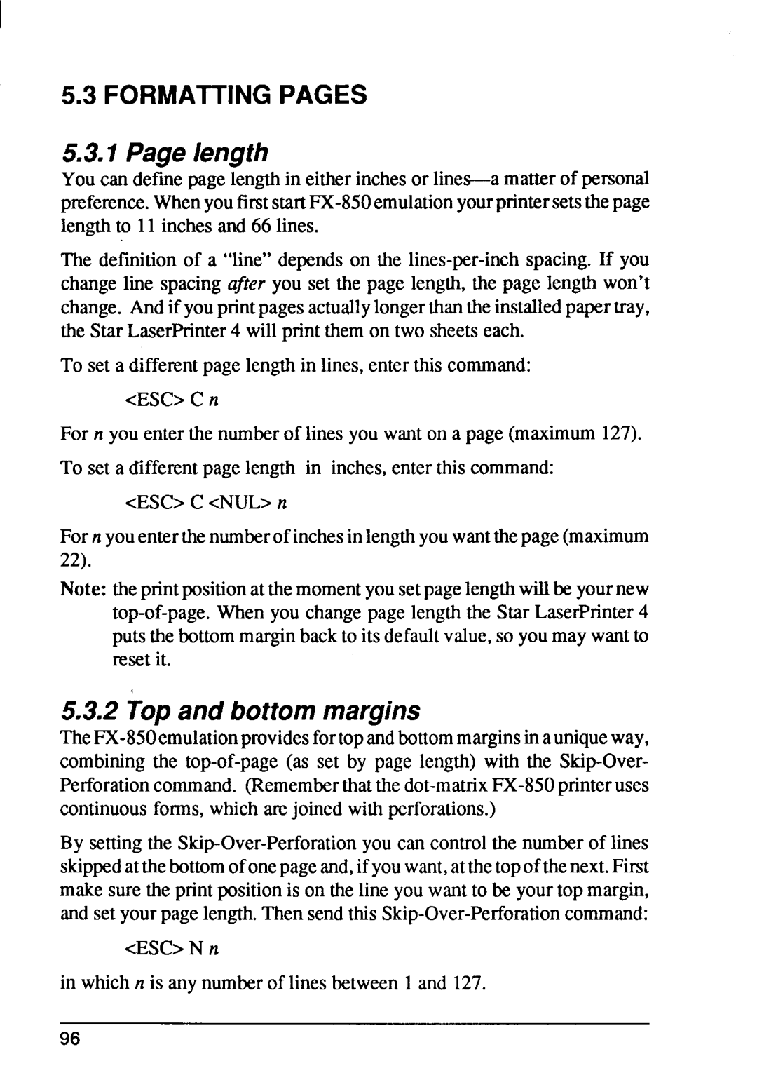 Star Micronics 4 manual ength, Topand bottommargins 