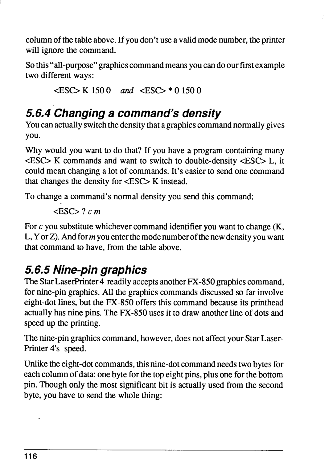 Star Micronics 4 manual Changinga command’sdensity, Nine-pingraphics 