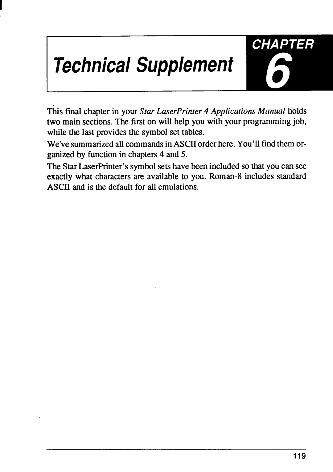 Star Micronics 4 manual Technical Supplement 