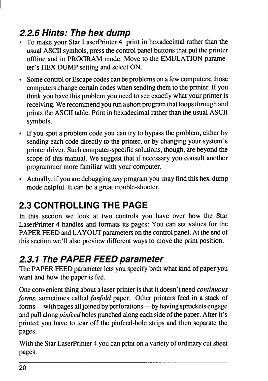 Star Micronics 4 manual Hints Thehex dump, ThePAPERFEEDparameter 