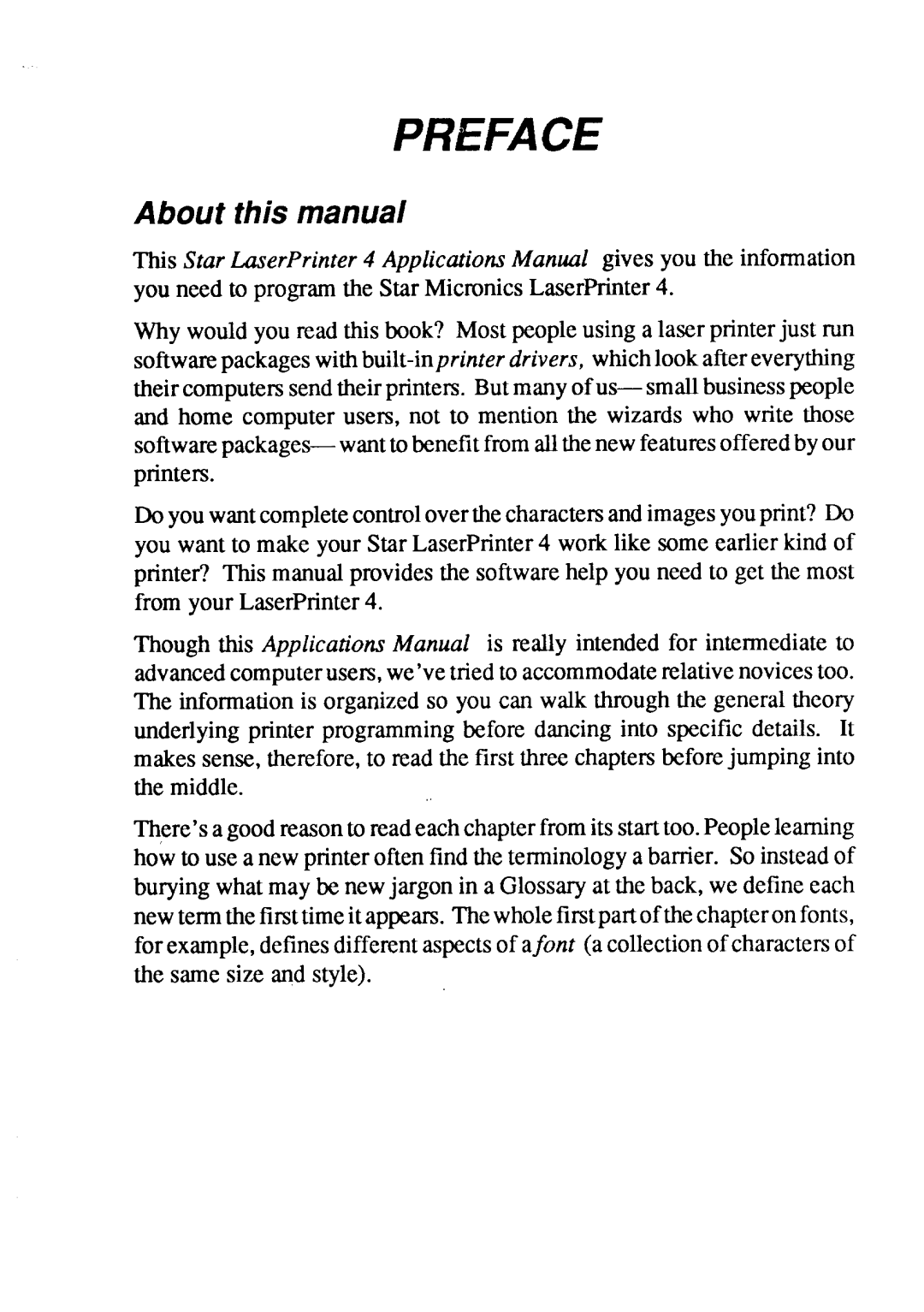 Star Micronics 4 Preface, About this manual 