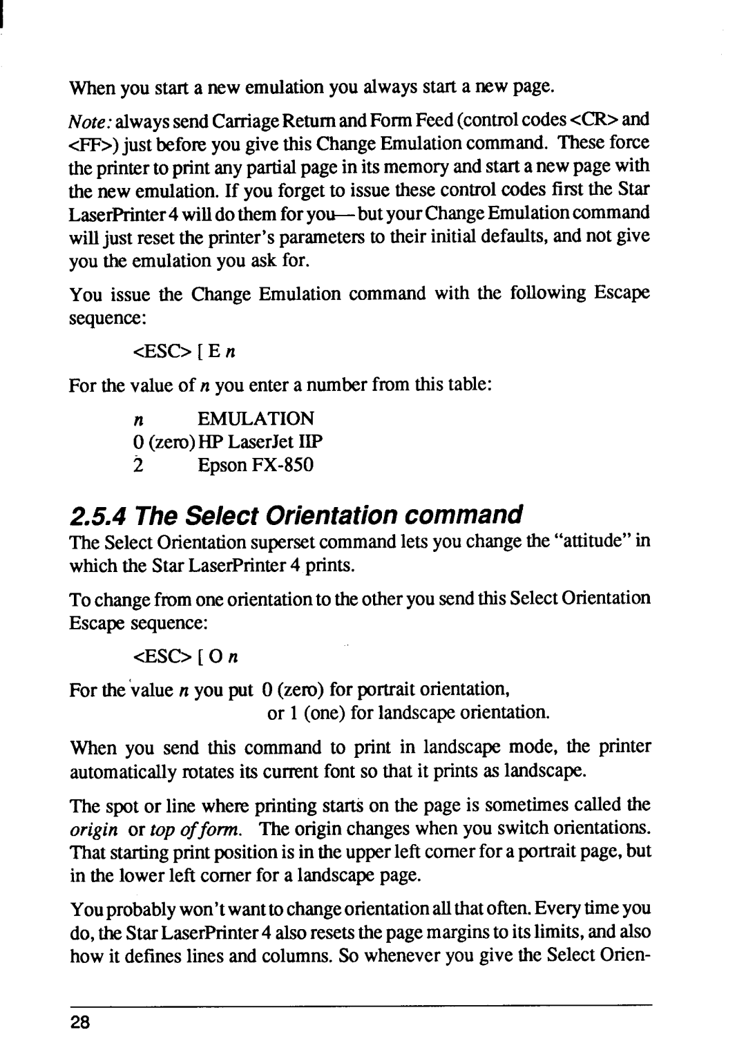 Star Micronics 4 manual Select Orientationcommand 