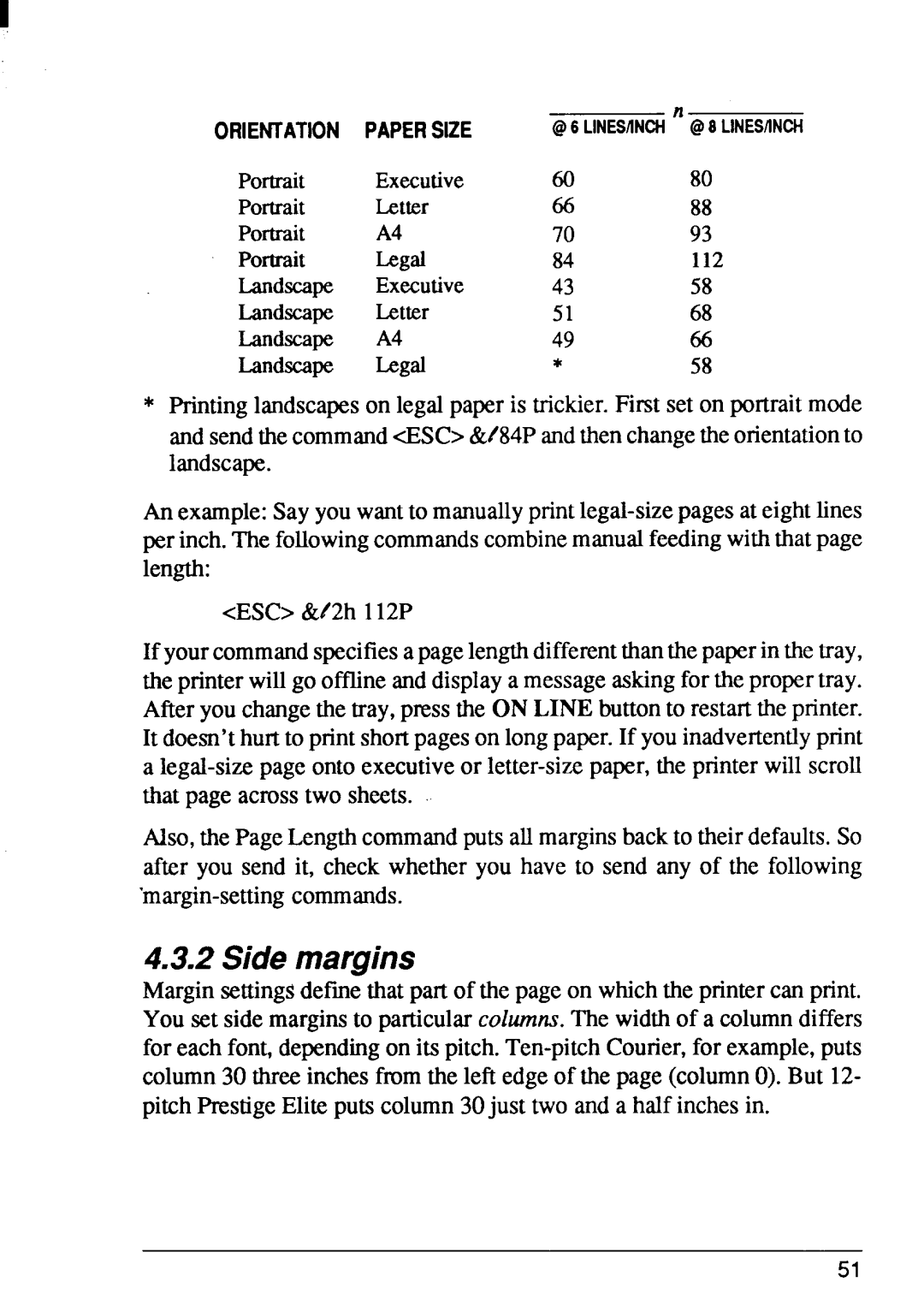 Star Micronics 4 manual @6 L, Side margins 