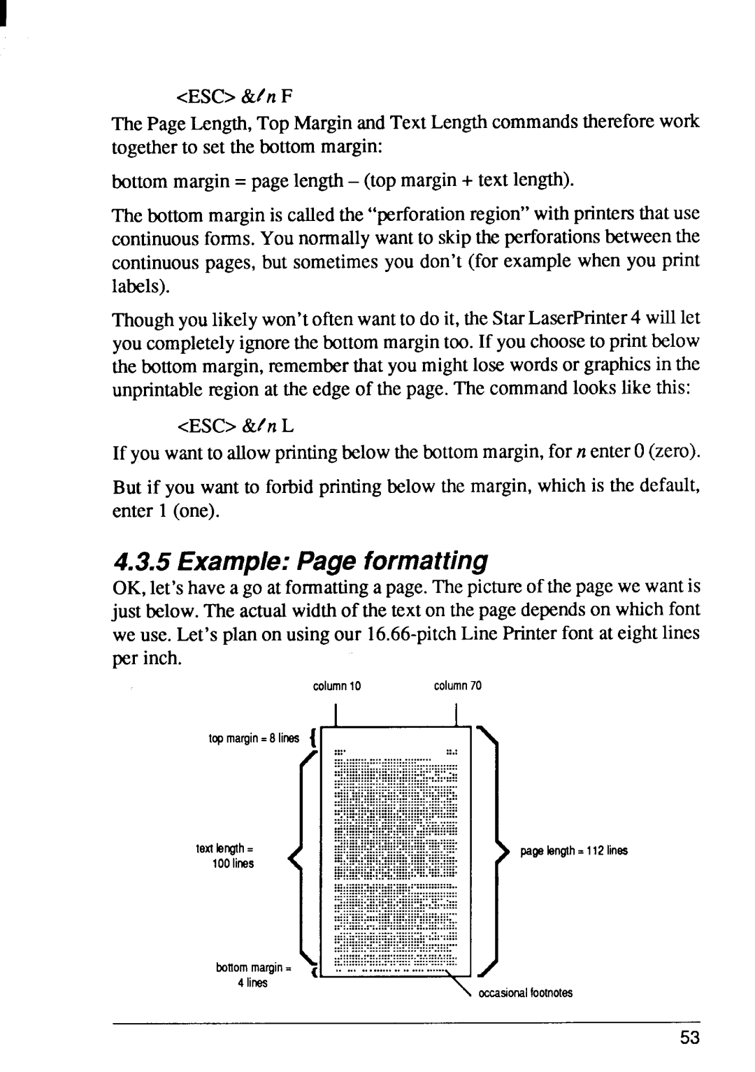 Star Micronics 4 manual ExamplePage formatting, T o t p 