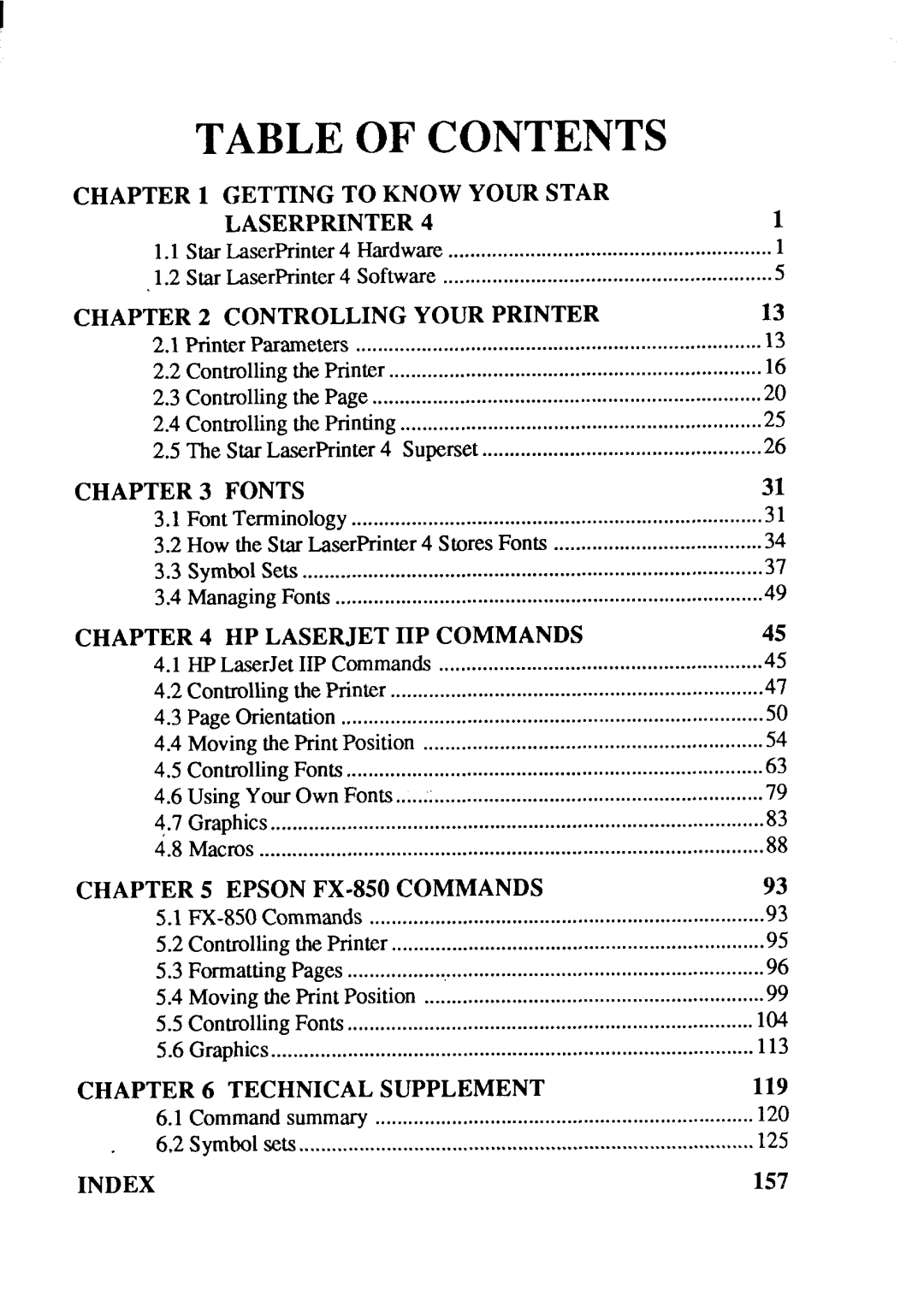 Star Micronics 4 manual Table of Contents 