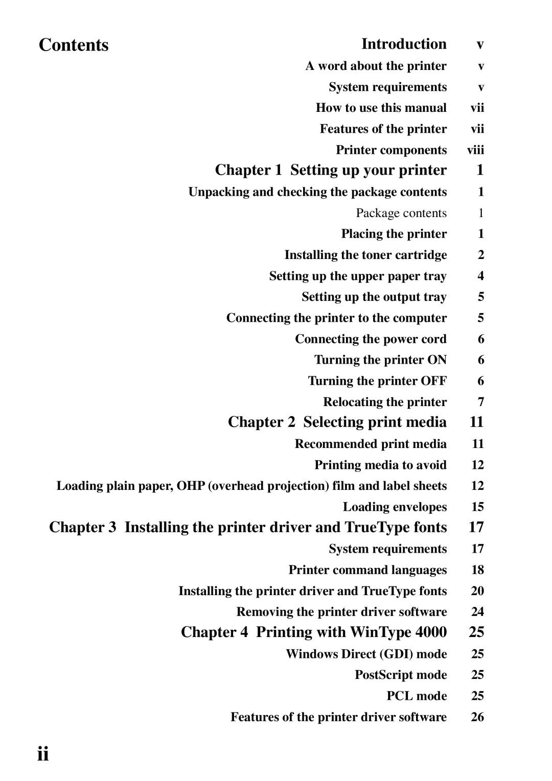 Star Micronics 4000 user manual Contents 