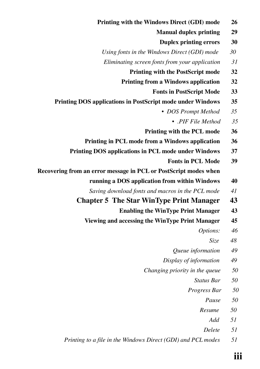 Star Micronics 4000 user manual Iii 