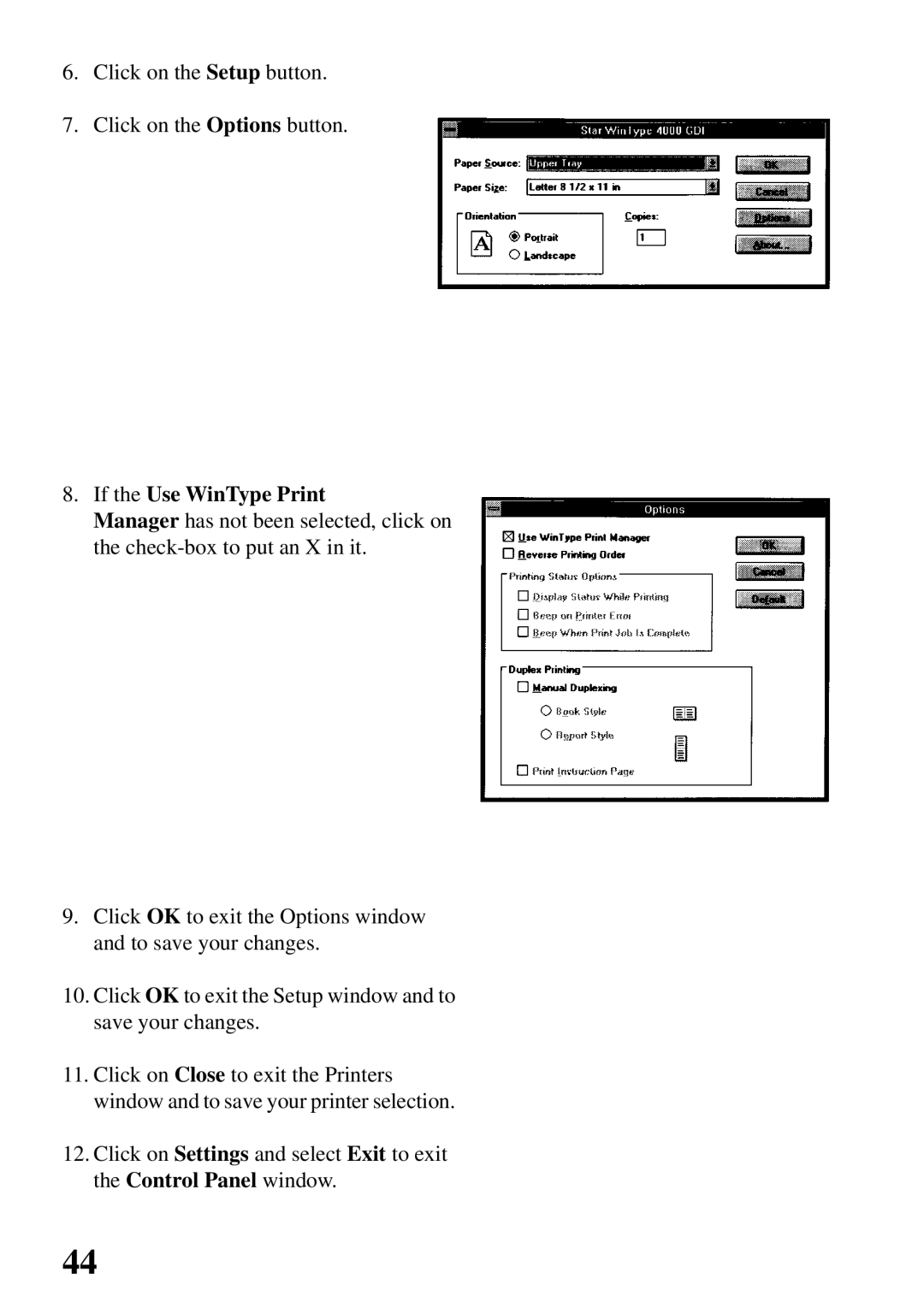 Star Micronics 4000 user manual If the Use WinType Print 