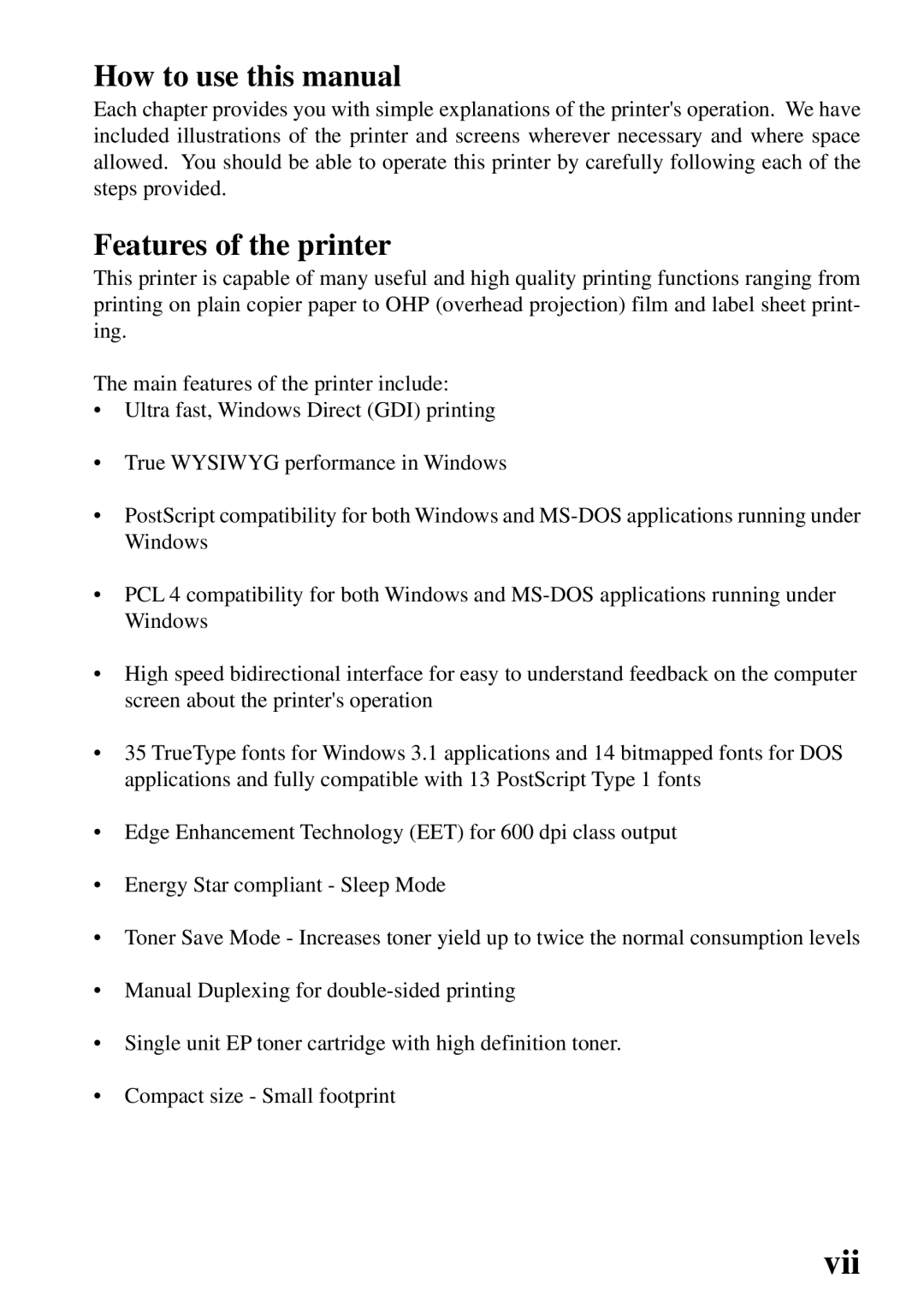 Star Micronics 4000 user manual How to use this manual, Features of the printer 