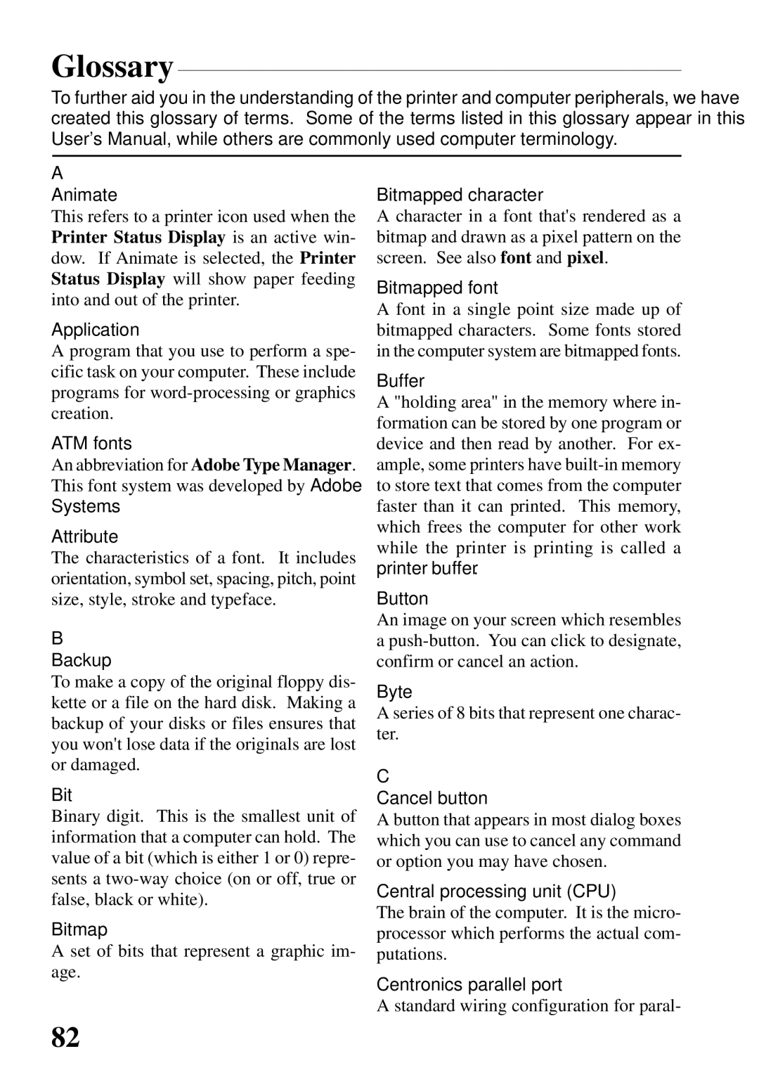 Star Micronics 4000 user manual Glossary 