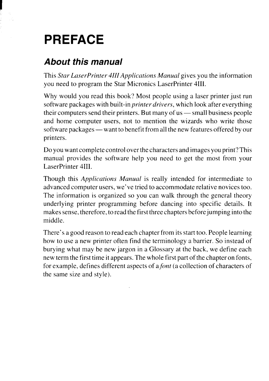 Star Micronics 4111 Preface, About this manual 