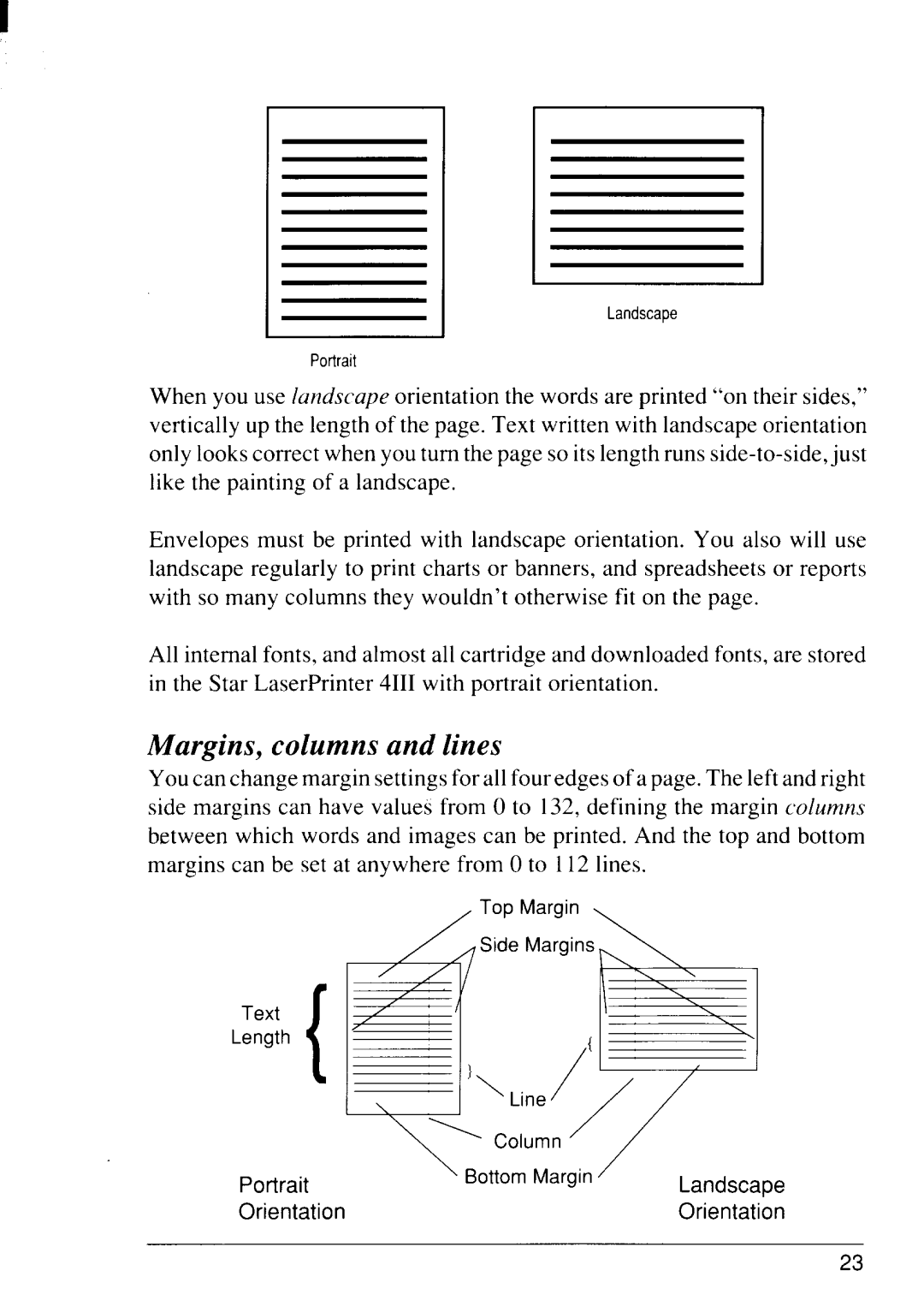 Star Micronics 4111 manual Margins, columns and lines 