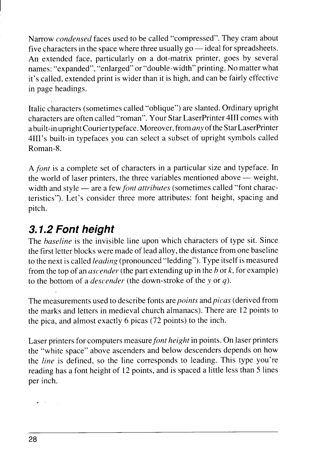 Star Micronics 4111 manual Font height 