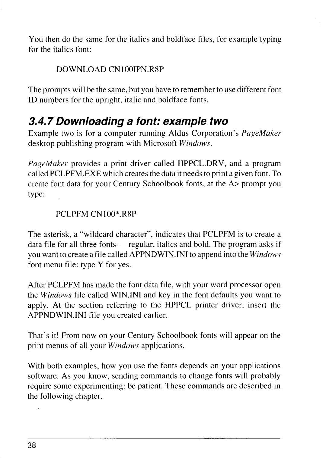 Star Micronics 4111 manual Downloading a font example two, Download CN 100IPN.R8P 