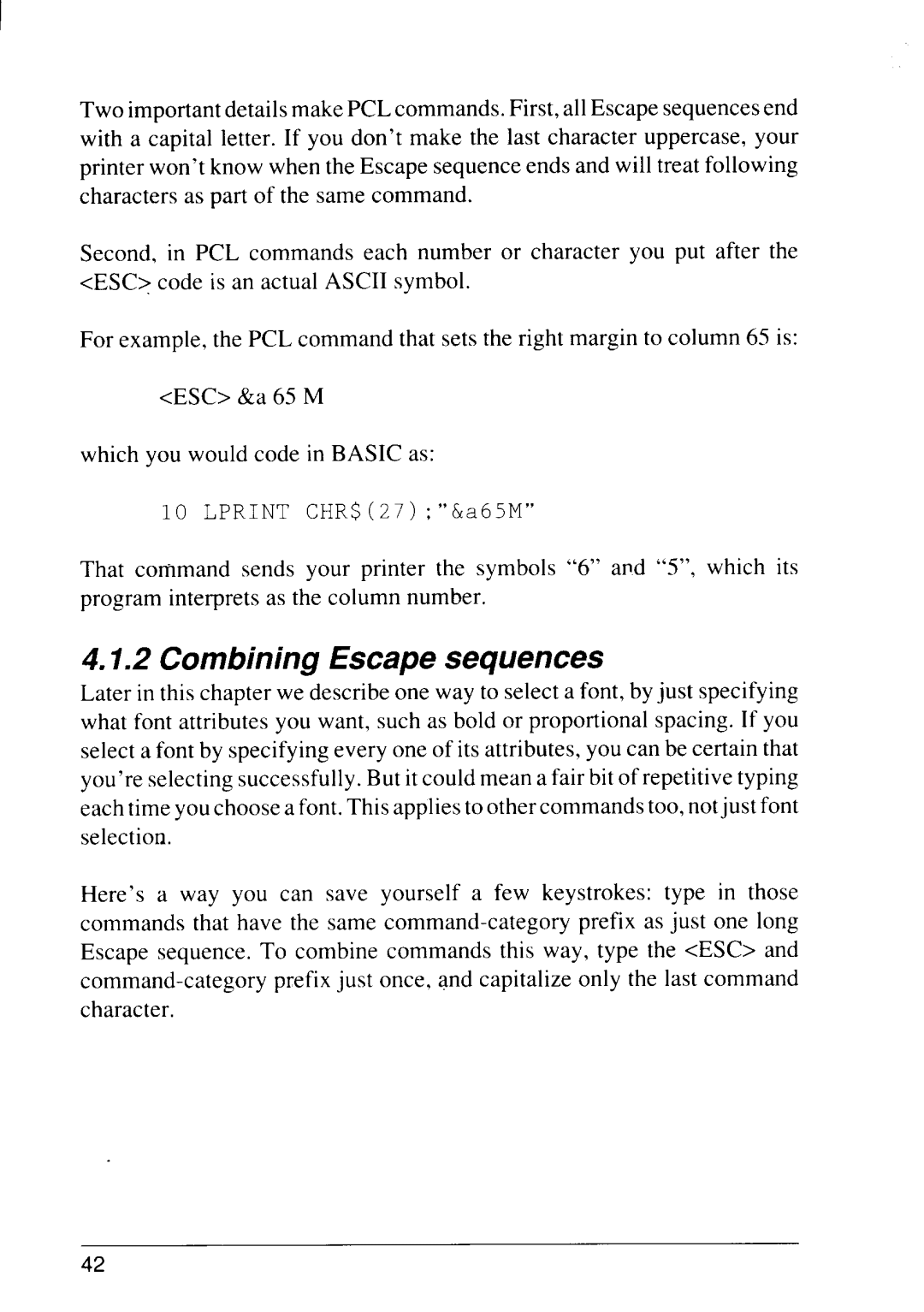 Star Micronics 4111 manual Combining Escape sequences 