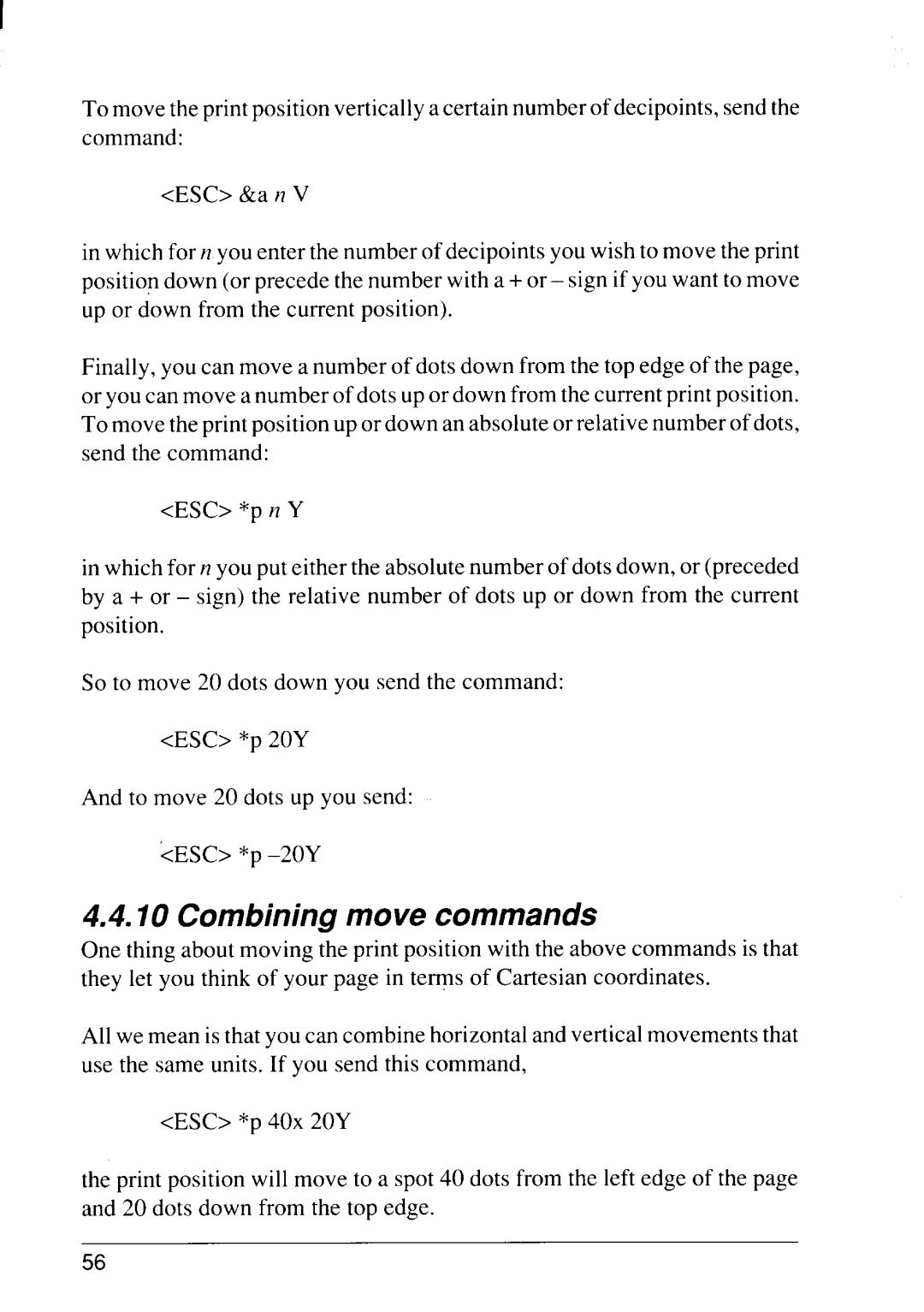 Star Micronics 4111 manual Combining move commands 