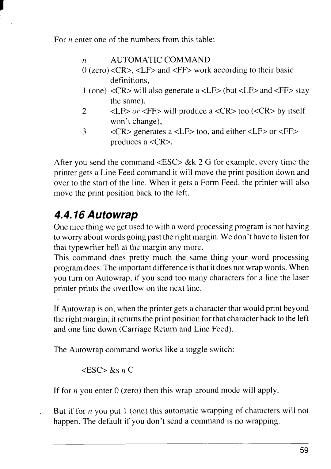 Star Micronics 4111 manual Autowrap 