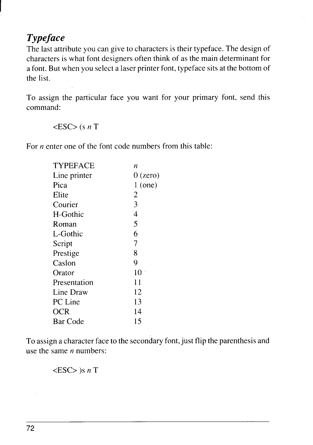 Star Micronics 4111 manual Typeface 