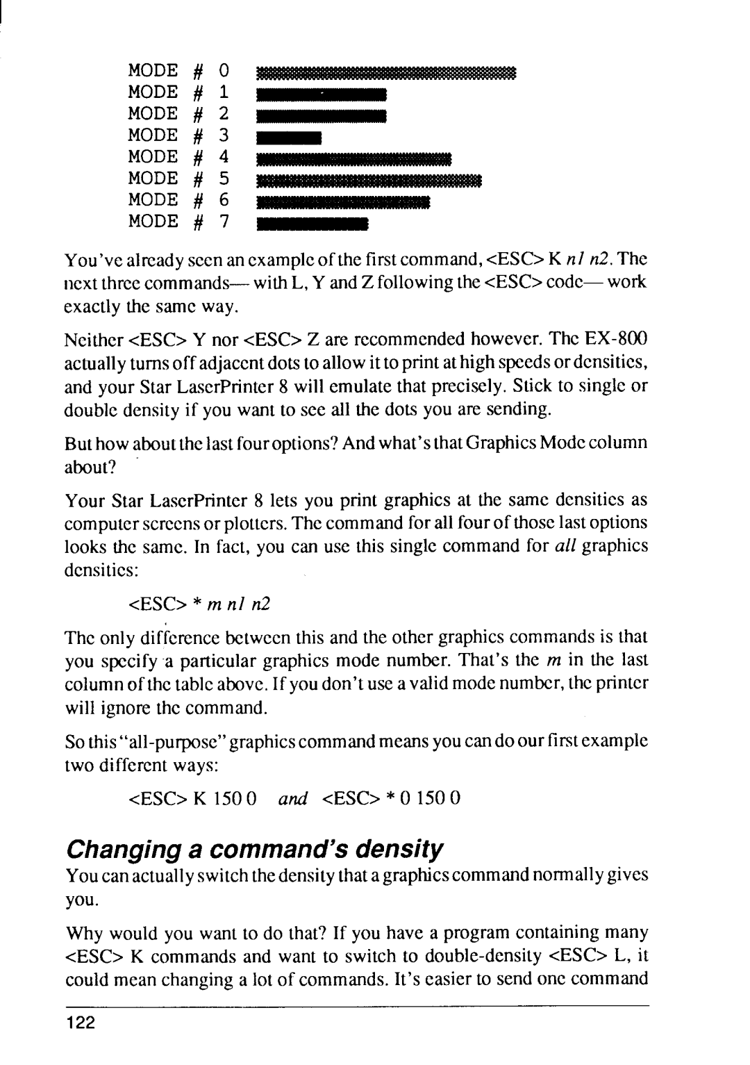 Star Micronics 8 Series manual Changing a command’s density 