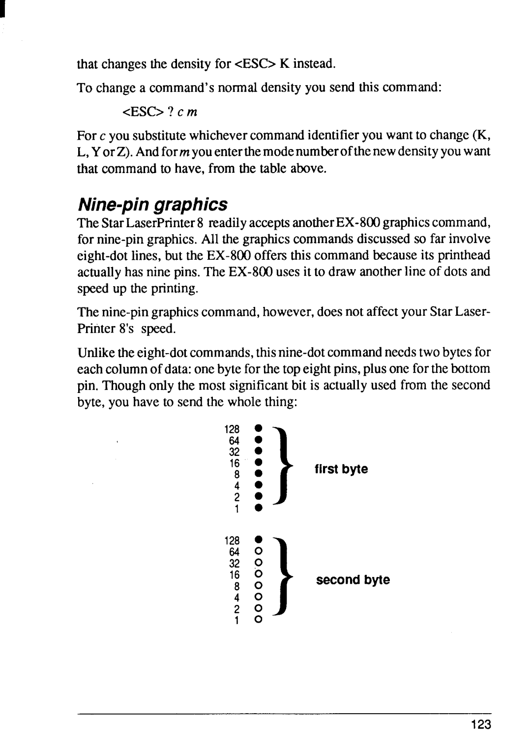 Star Micronics 8 Series manual Nine-pin graphics 