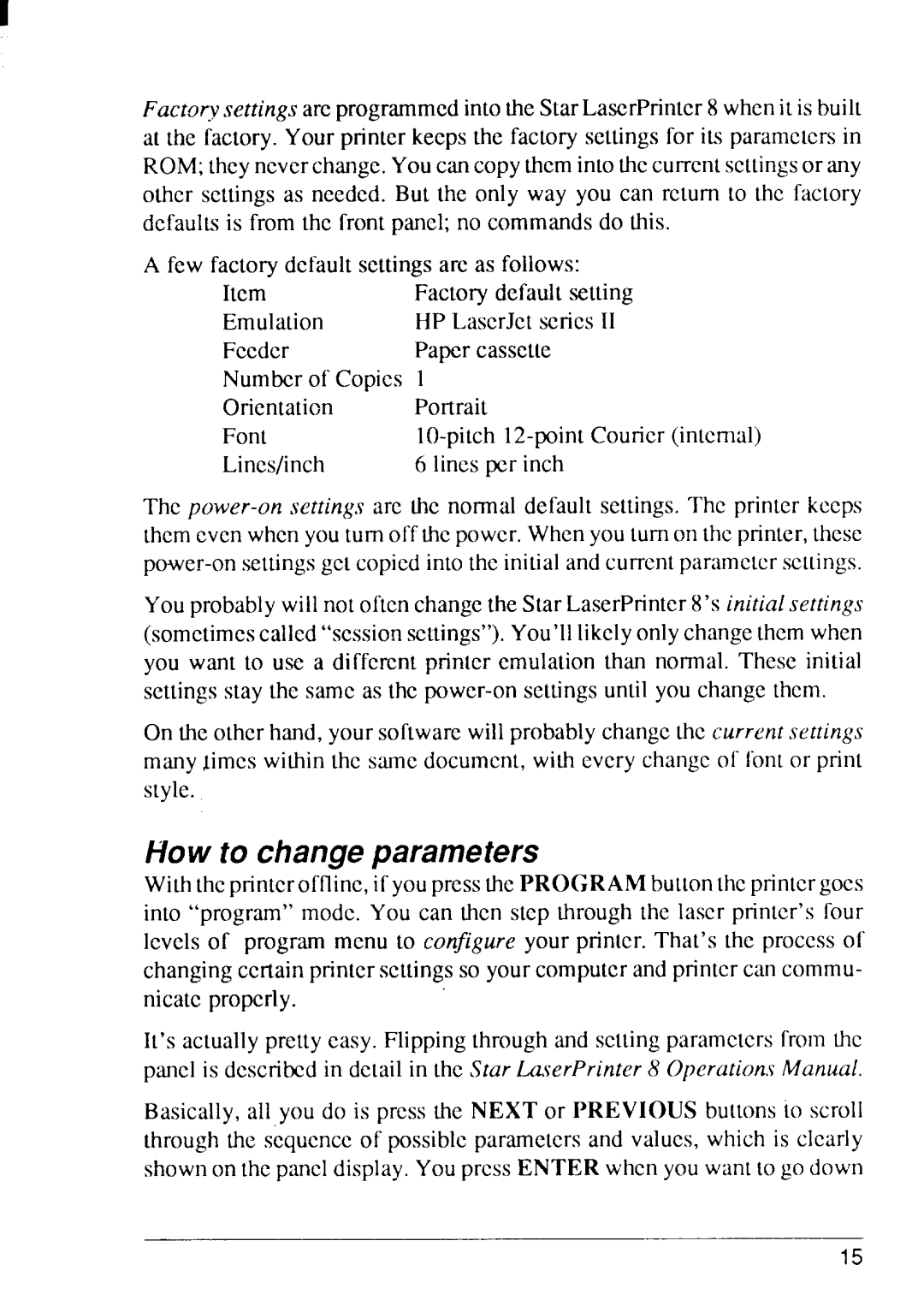 Star Micronics 8 Series manual How to change parameters 