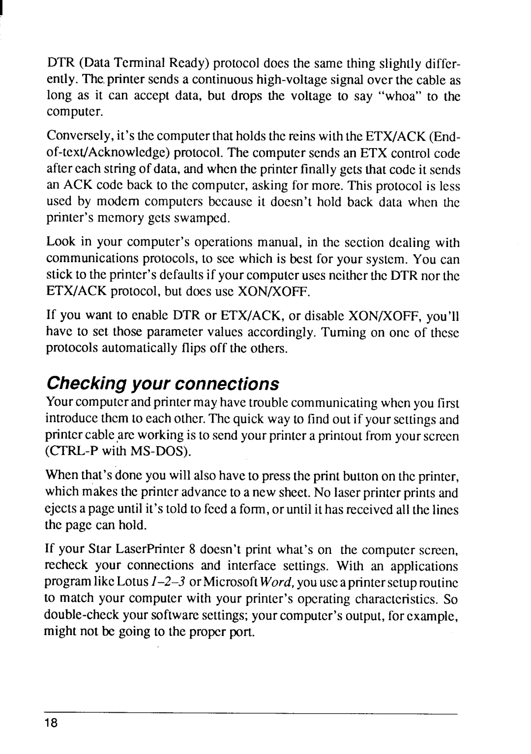 Star Micronics 8 Series manual Checking your connections 