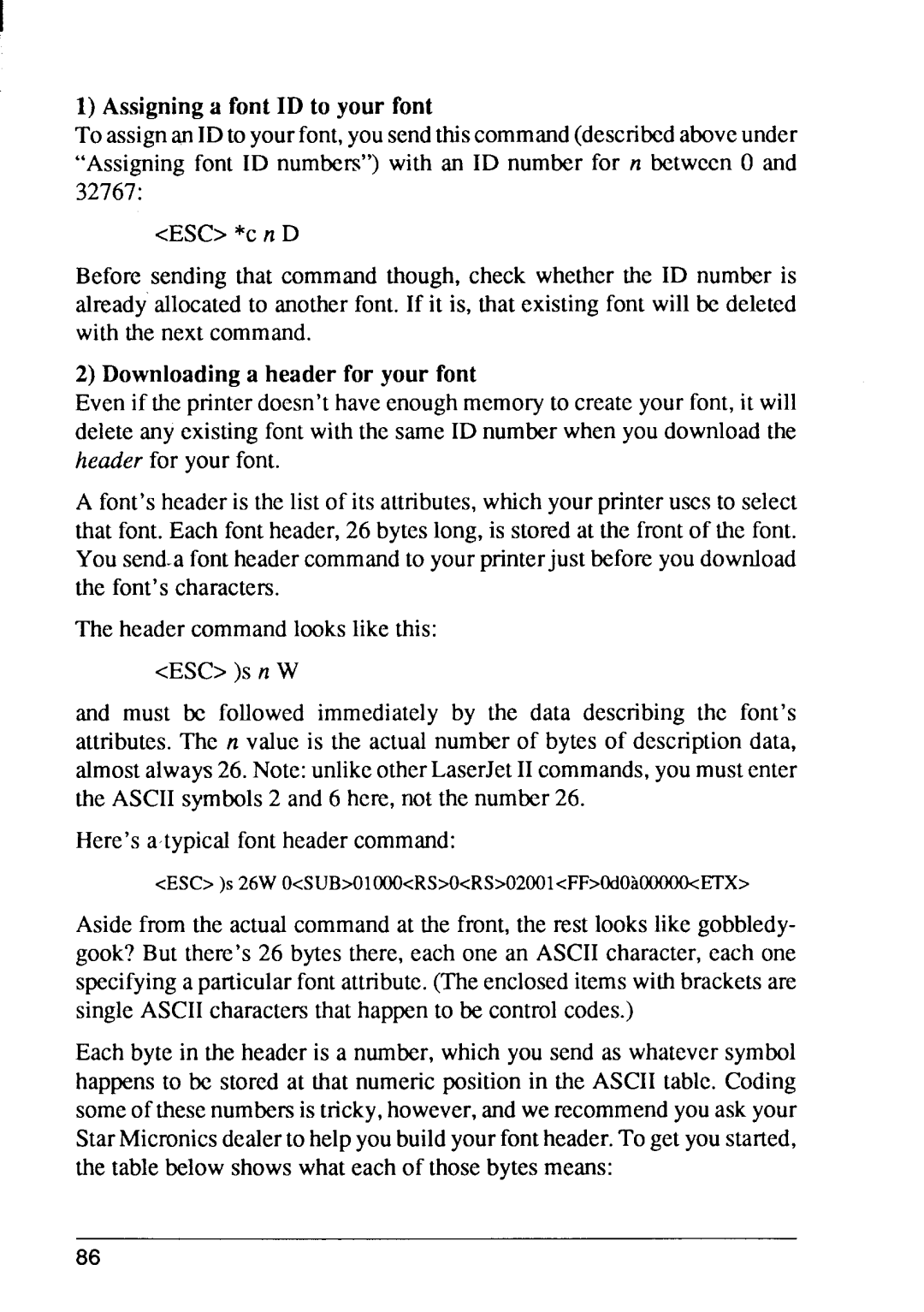 Star Micronics 8 Series manual Assigning a font ID to your font 