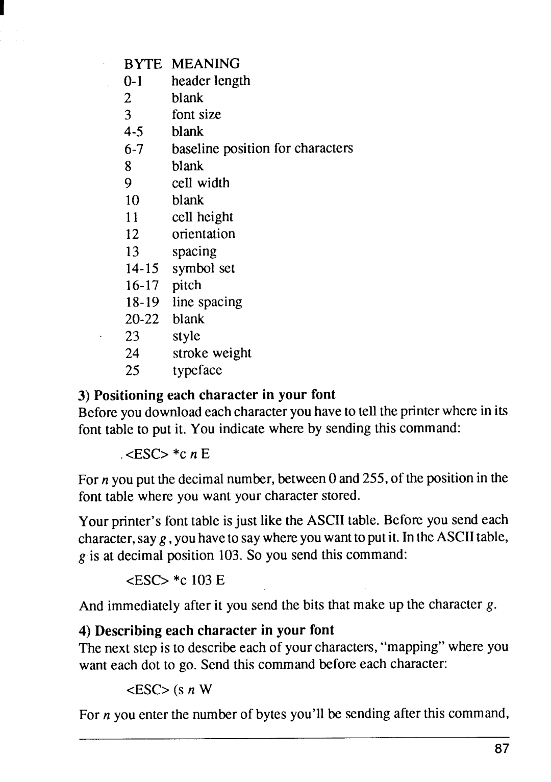 Star Micronics 8 Series manual Byte Meaning 