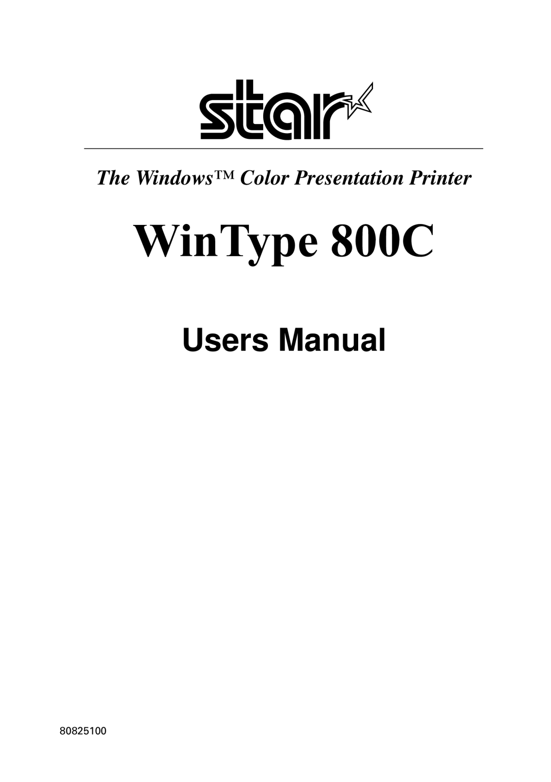 Star Micronics user manual WinType 800C 