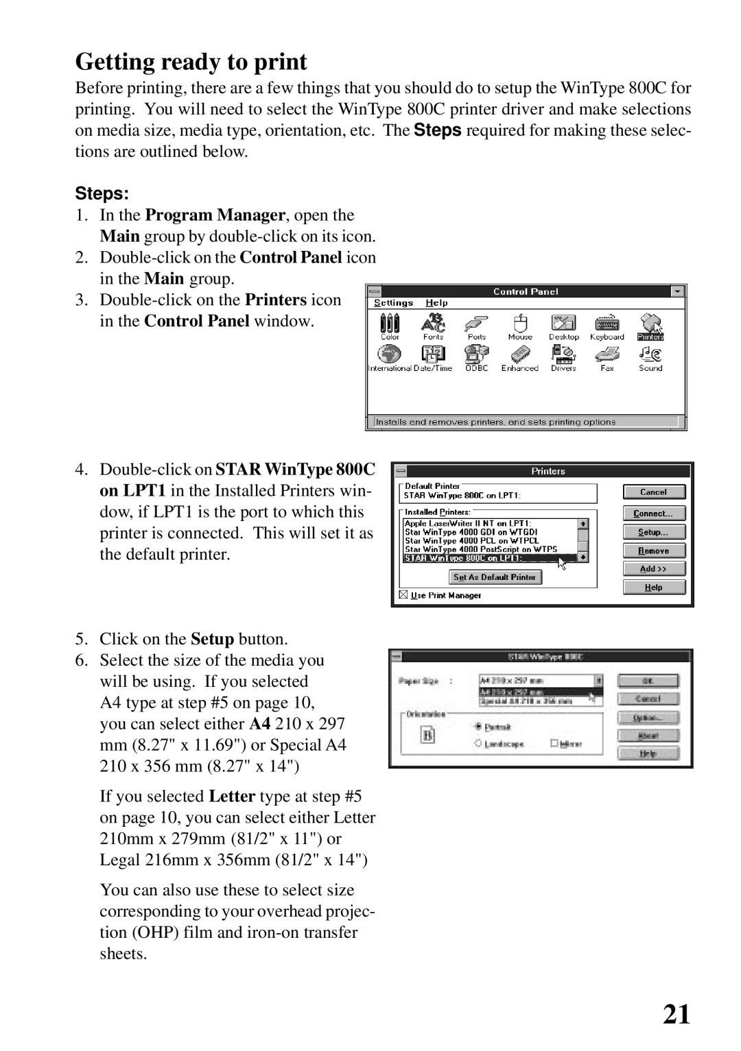 Star Micronics 800C user manual Getting ready to print 