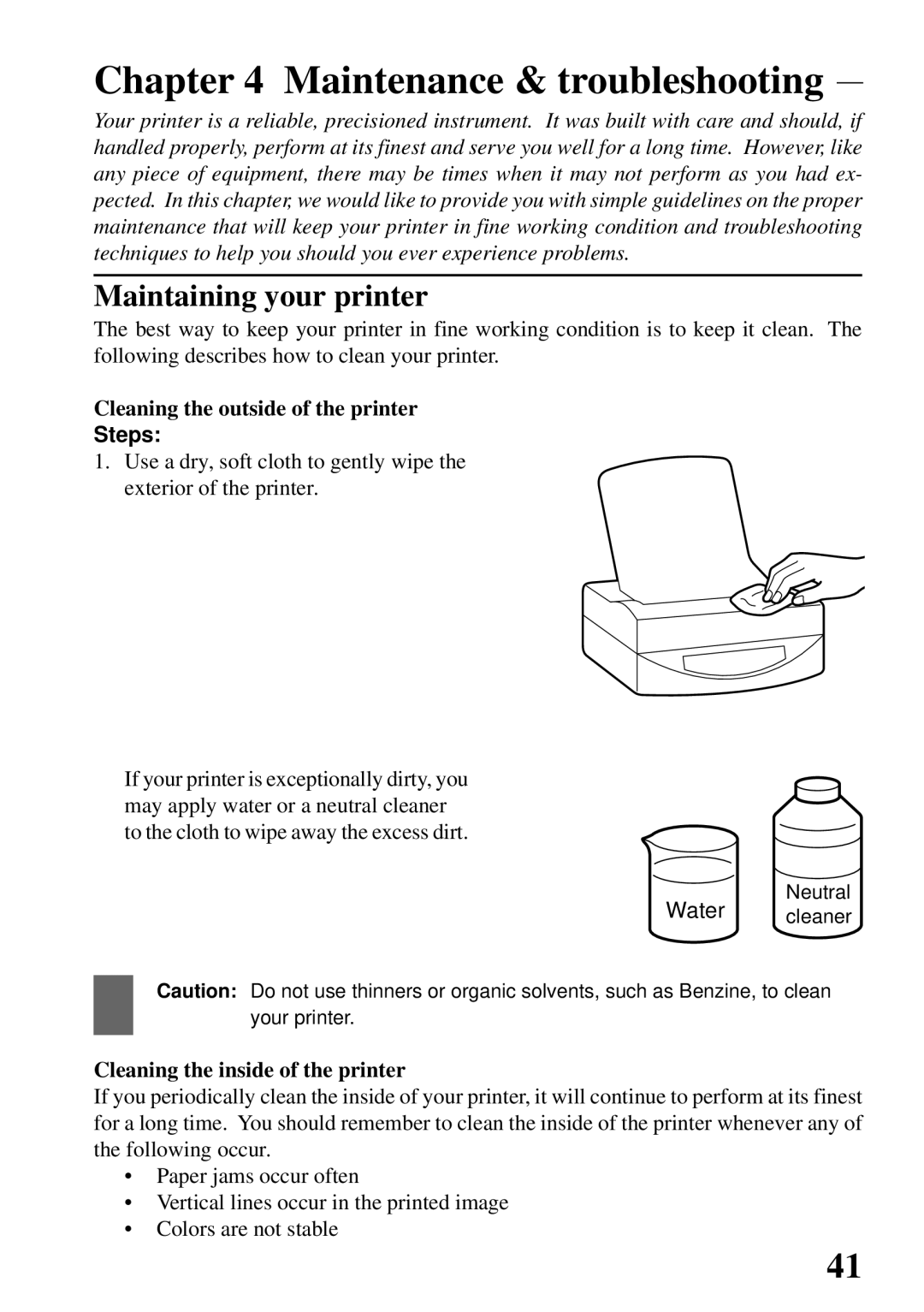 Star Micronics 800C user manual Maintenance & troubleshooting, Maintaining your printer 