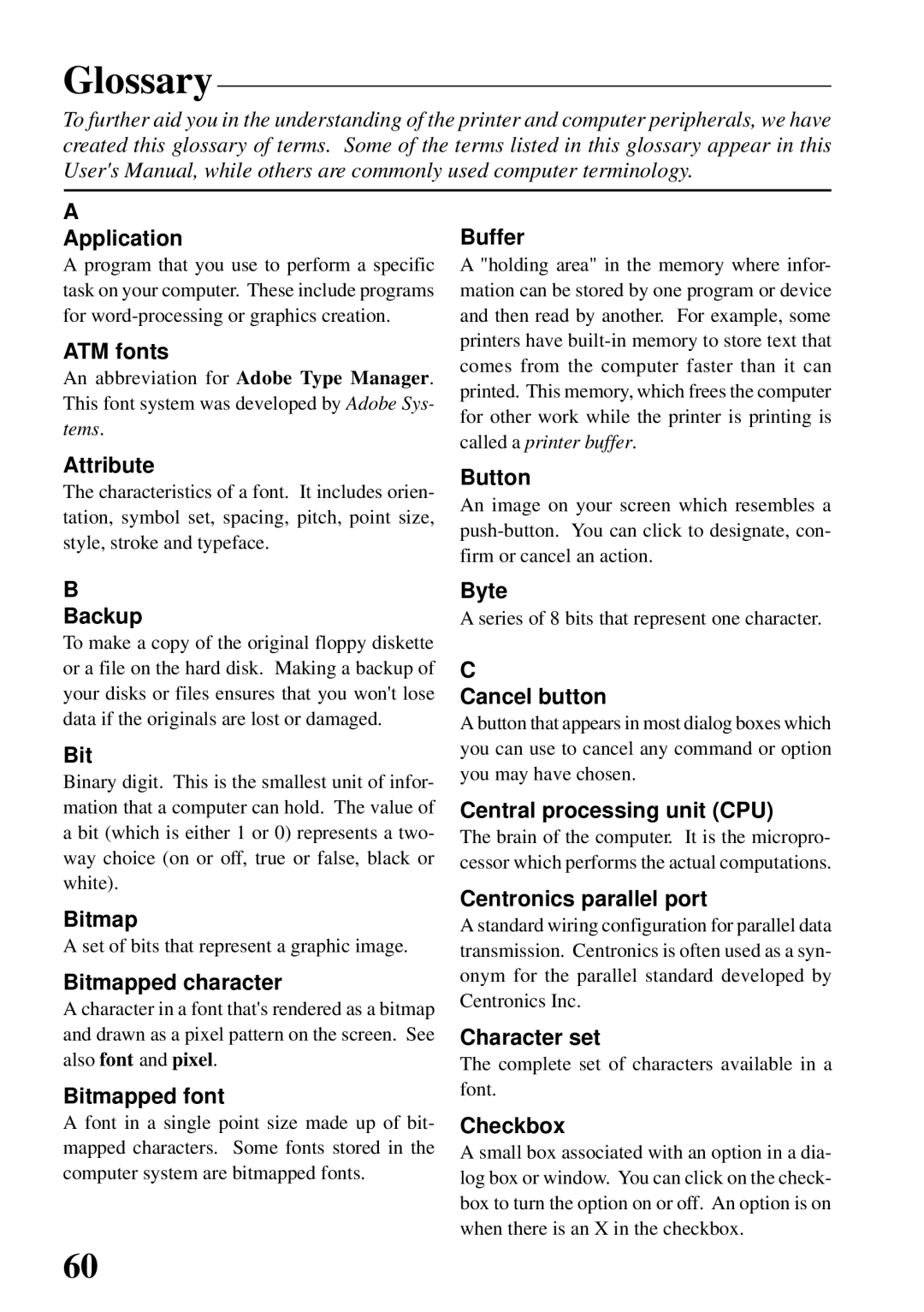 Star Micronics 800C user manual Glossary 