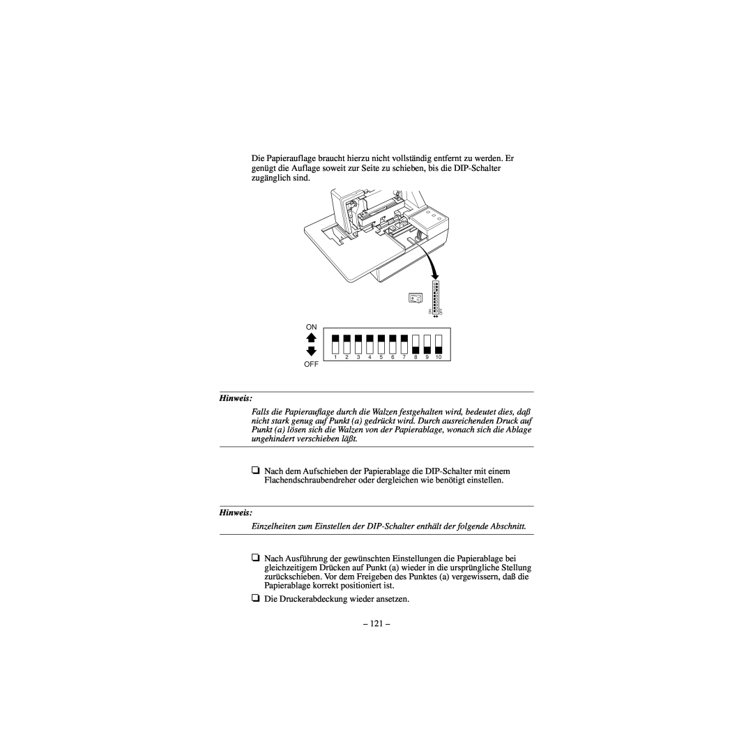 Star Micronics CBM-820 manual Hinweis, Die Druckerabdeckung wieder ansetzen 