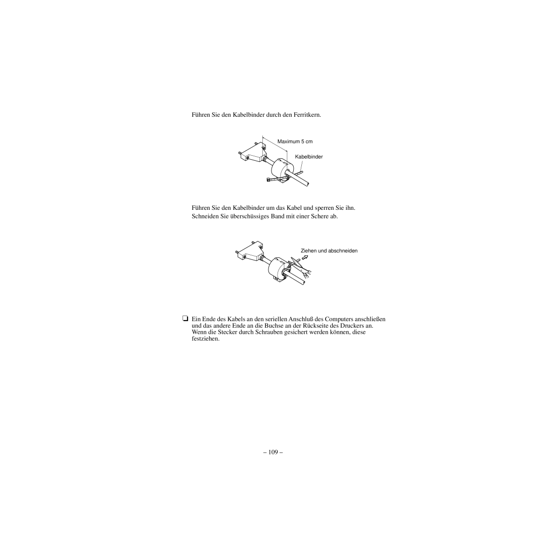 Star Micronics CBM-820 manual Maximum 5 cm Kabelbinder, Ziehen und abschneiden 