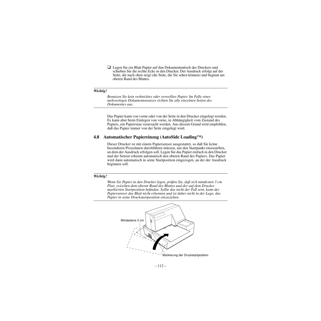 Star Micronics CBM-820 Automatischer Papiereinzug AutoSide Loading, Mindestens 3 cm Markierung der Druckstartposition 