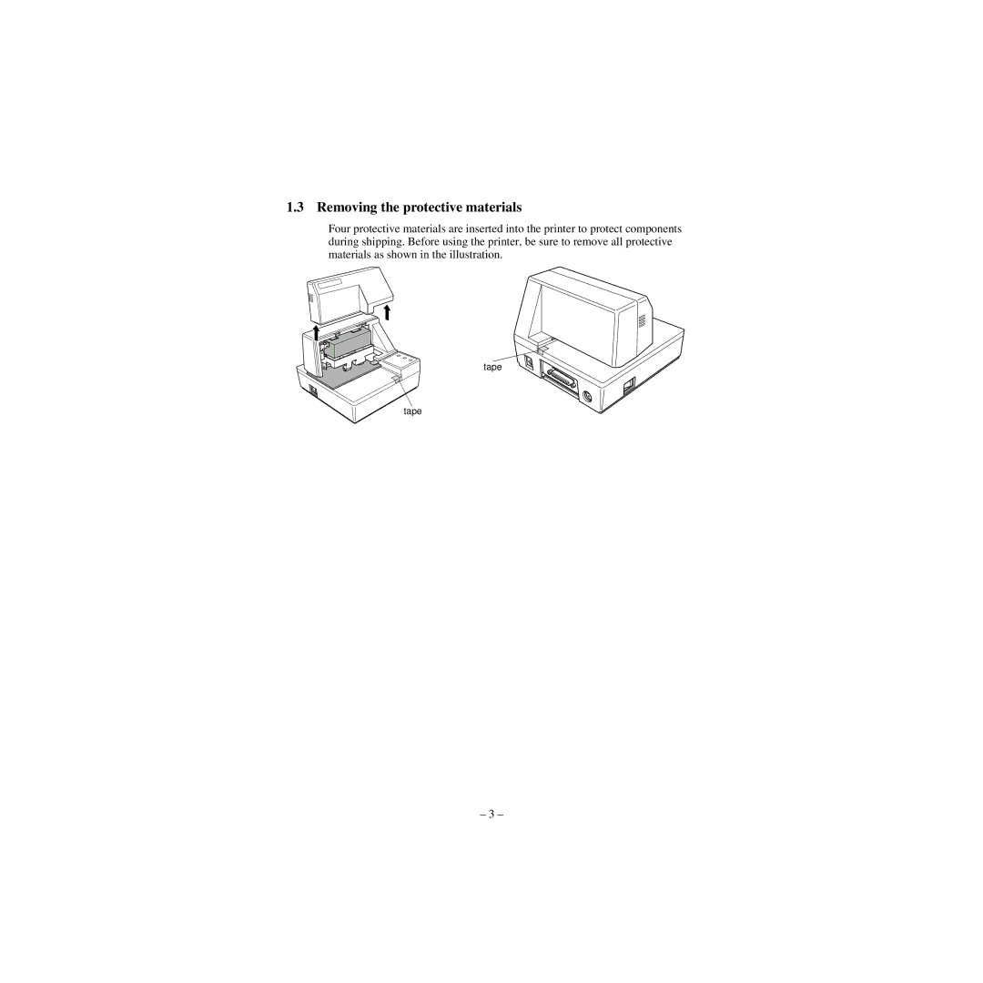 Star Micronics CBM-820 manual Removing the protective materials, Tape 