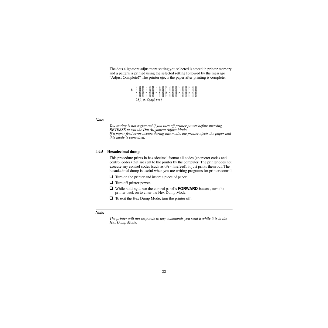 Star Micronics CBM-820 manual Hexadecimal dump 