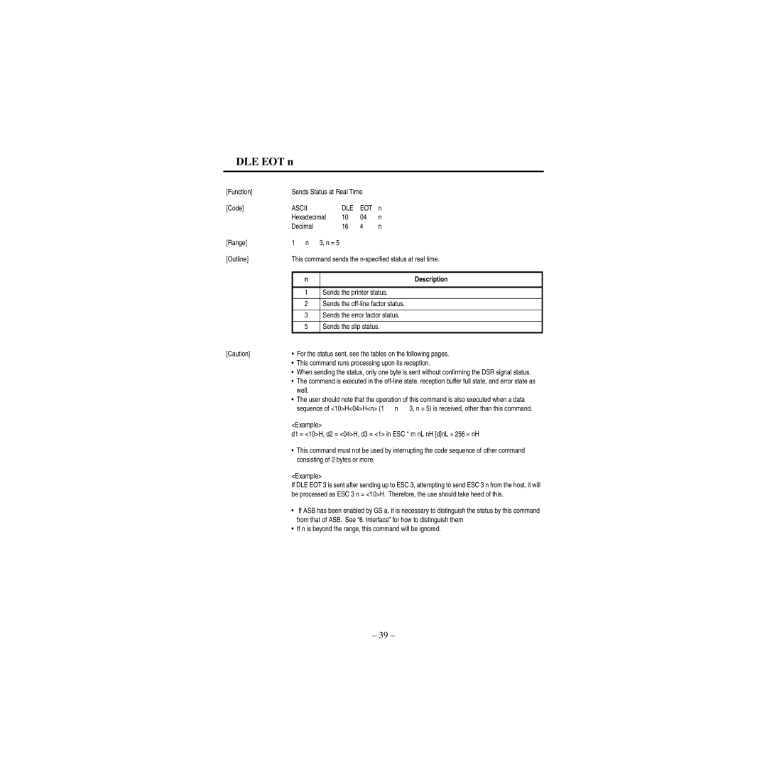 Star Micronics CBM-820 manual DLE EOT n 