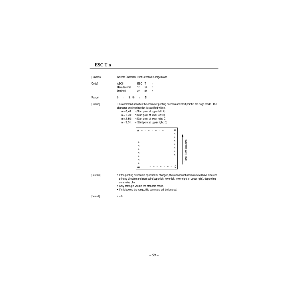 Star Micronics CBM-820 manual ESC T n 