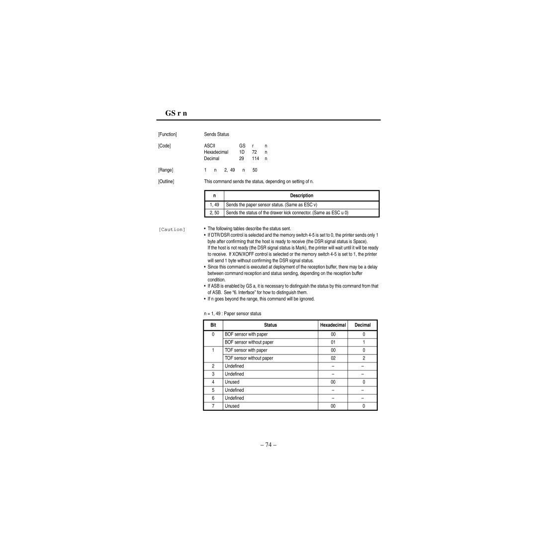 Star Micronics CBM-820 manual GS r n 