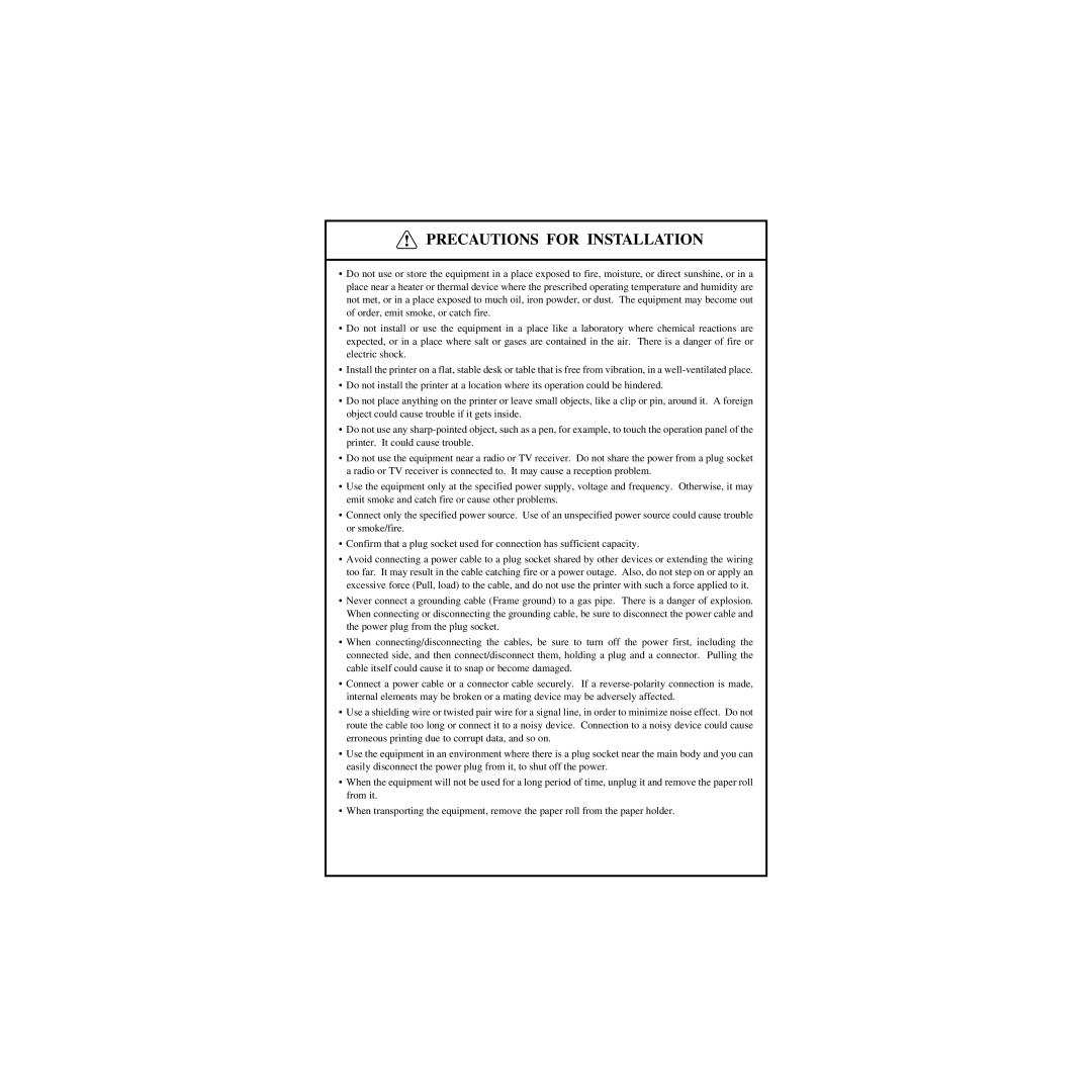 Star Micronics CBM-820 manual Precautions for Installation 