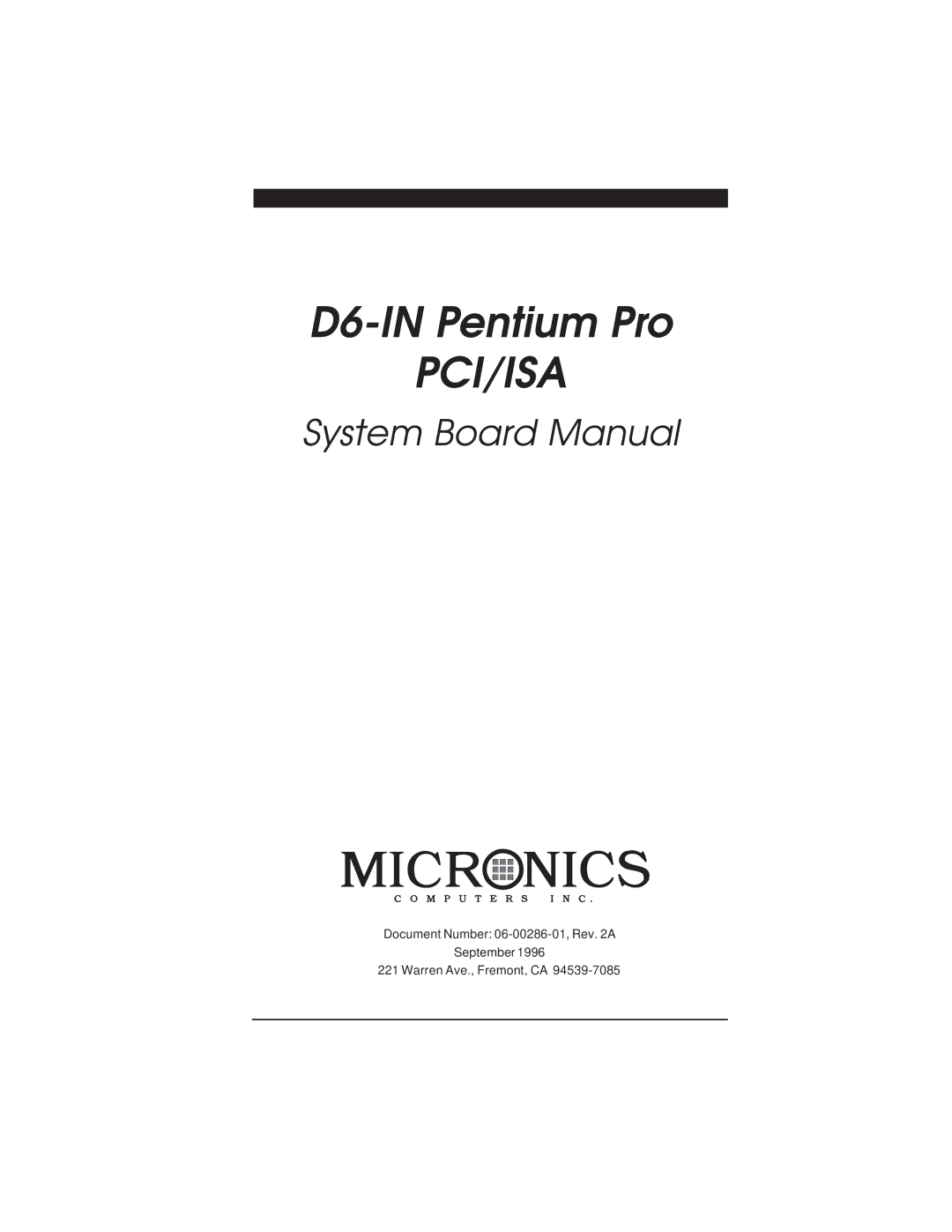 Star Micronics D6-IN manual Pci/Isa 